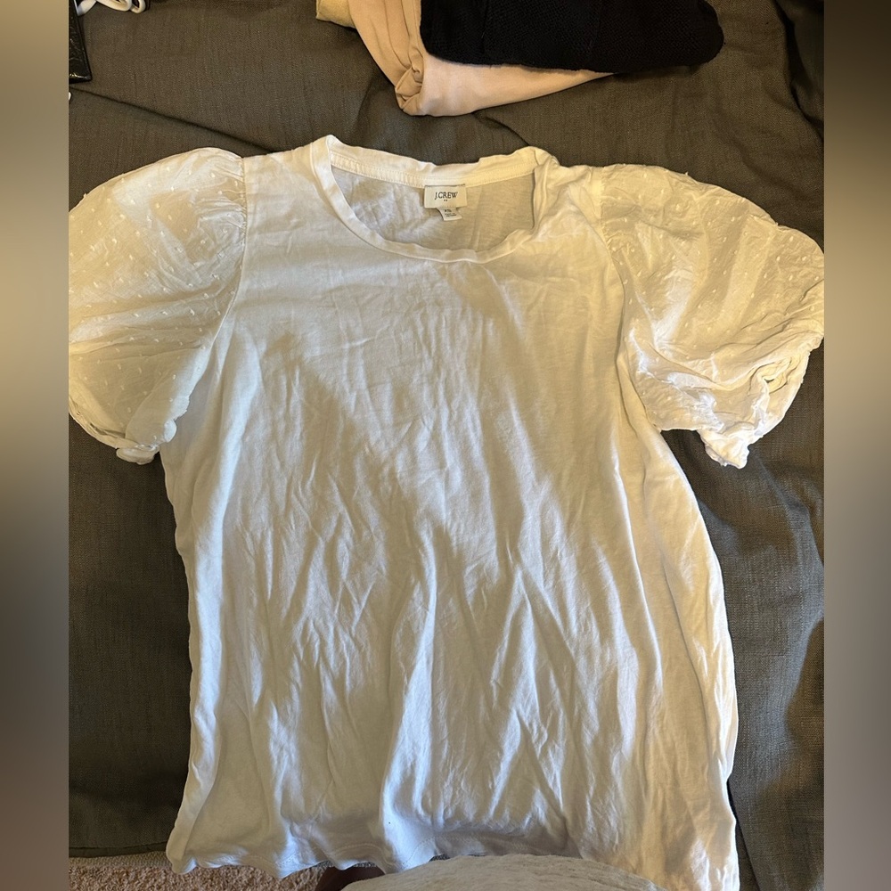 White Jcrew Puffy Sleeve Top
